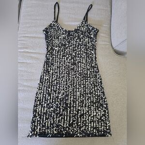 Wet Seal New Years Black Silver Sequin Dress - Size M